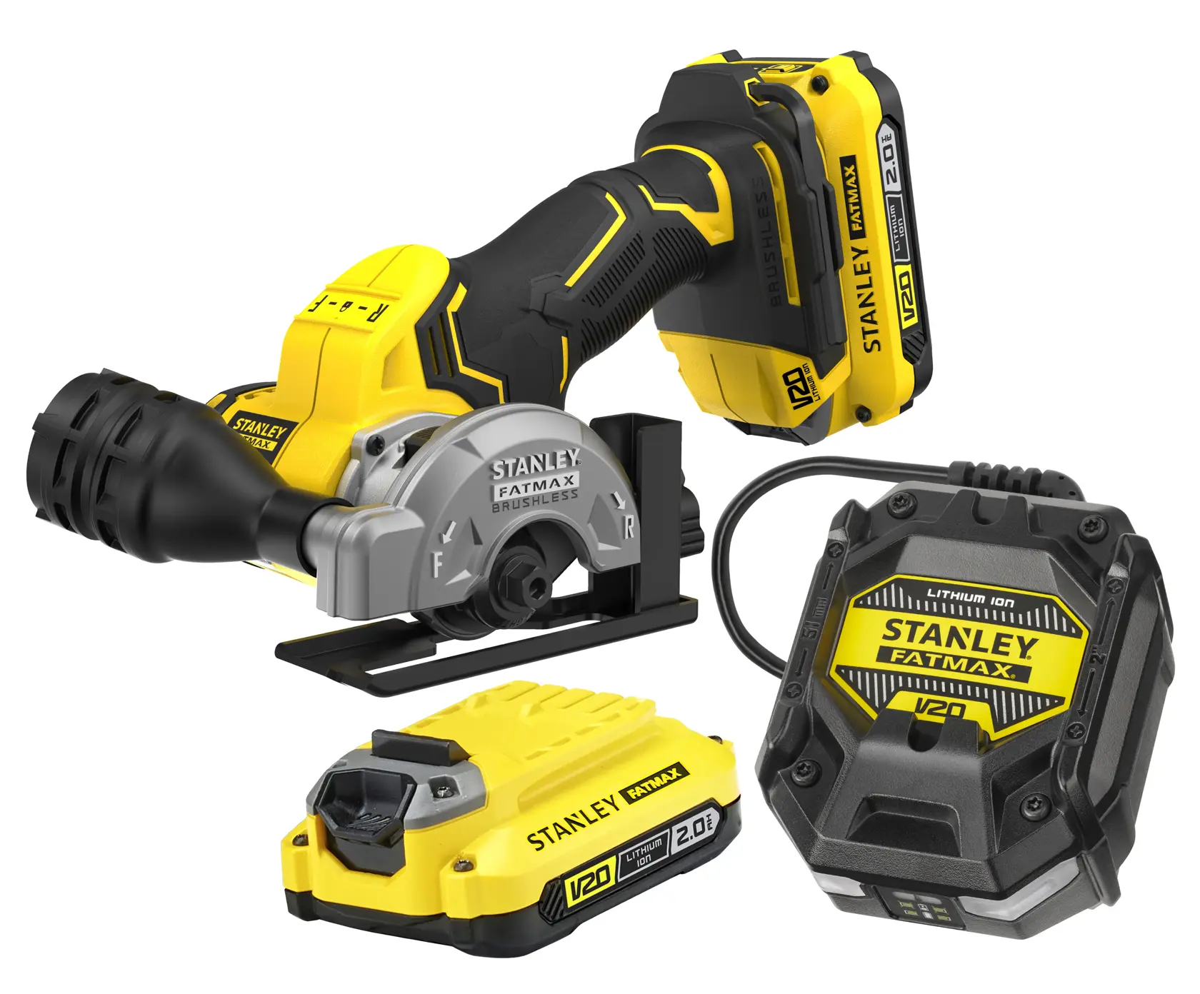 18V STANLEY® FATMAX® V20 Cordless Brushless 76mm Cut Off Tool with 2 x 2.0Ah Lithium Ion Batteries and Soft Bag