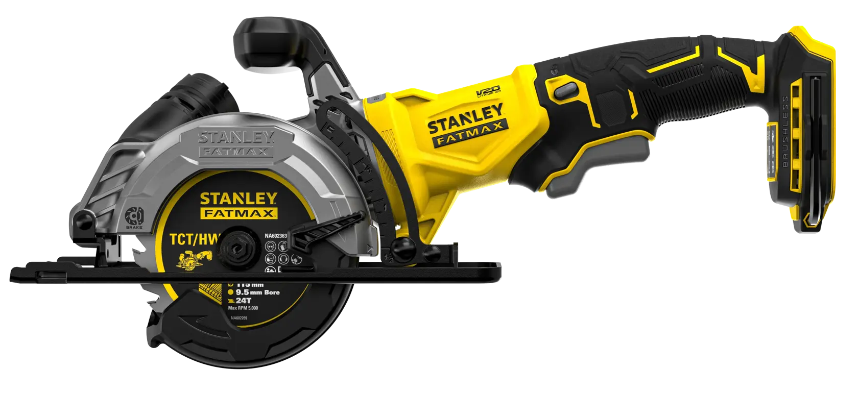 18V STANLEY® FATMAX® V20 Cordless Brushless 115mm Mini Circular Saw (Tool Only)