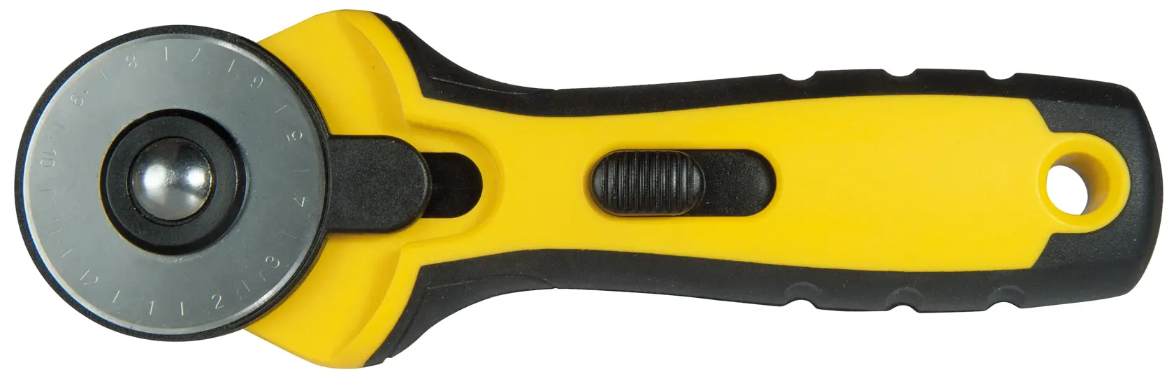 STANLEY STHT0-10194 rotary cutter with yellow and black handle, top view, photography tool