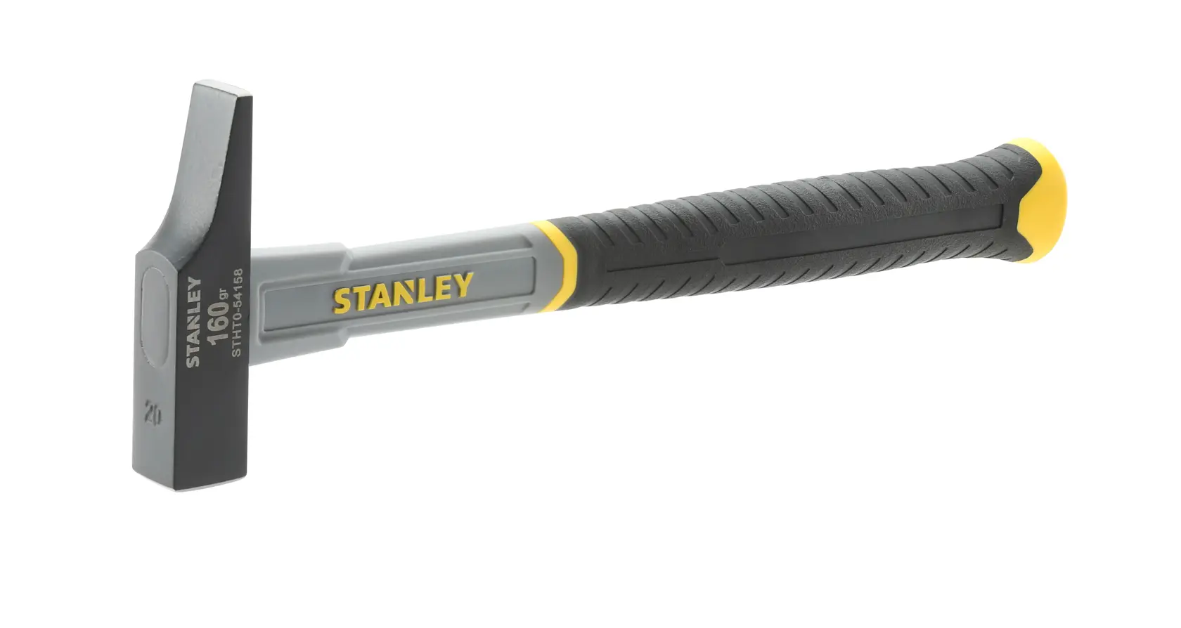 Stanley STHT0-54158 hammer with black and yellow handle, shown against a white background.