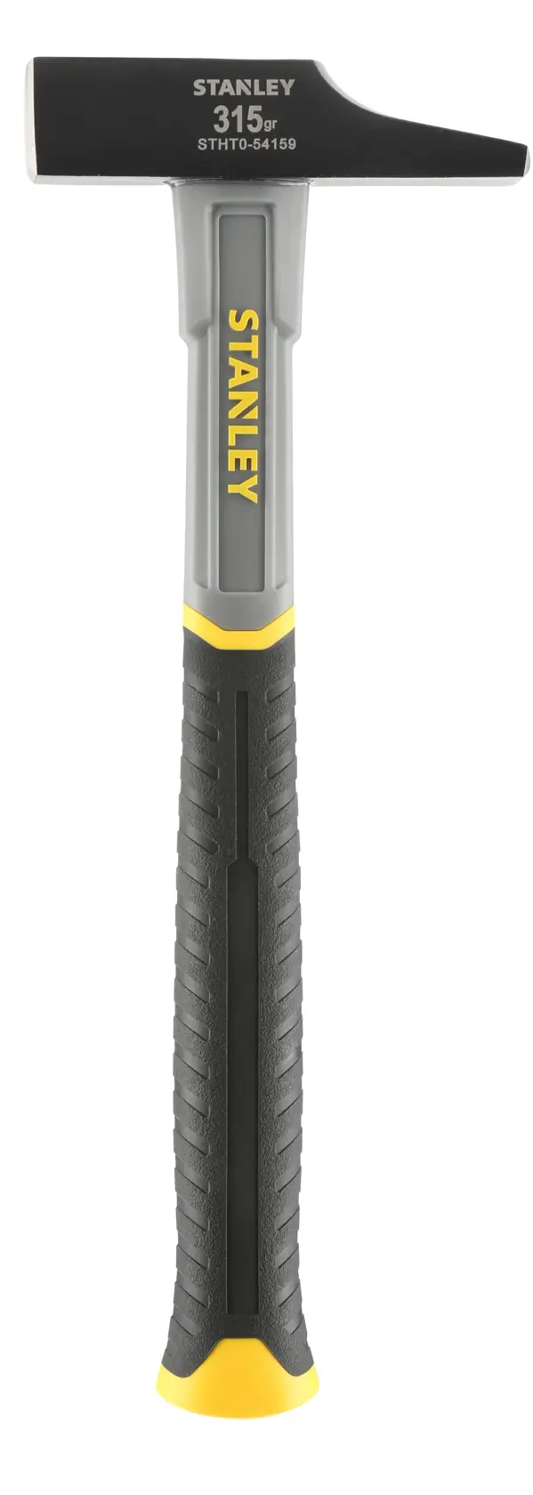Stanley hammer STHT0-54159 with black and yellow handle, 315g, shown upright on white background.