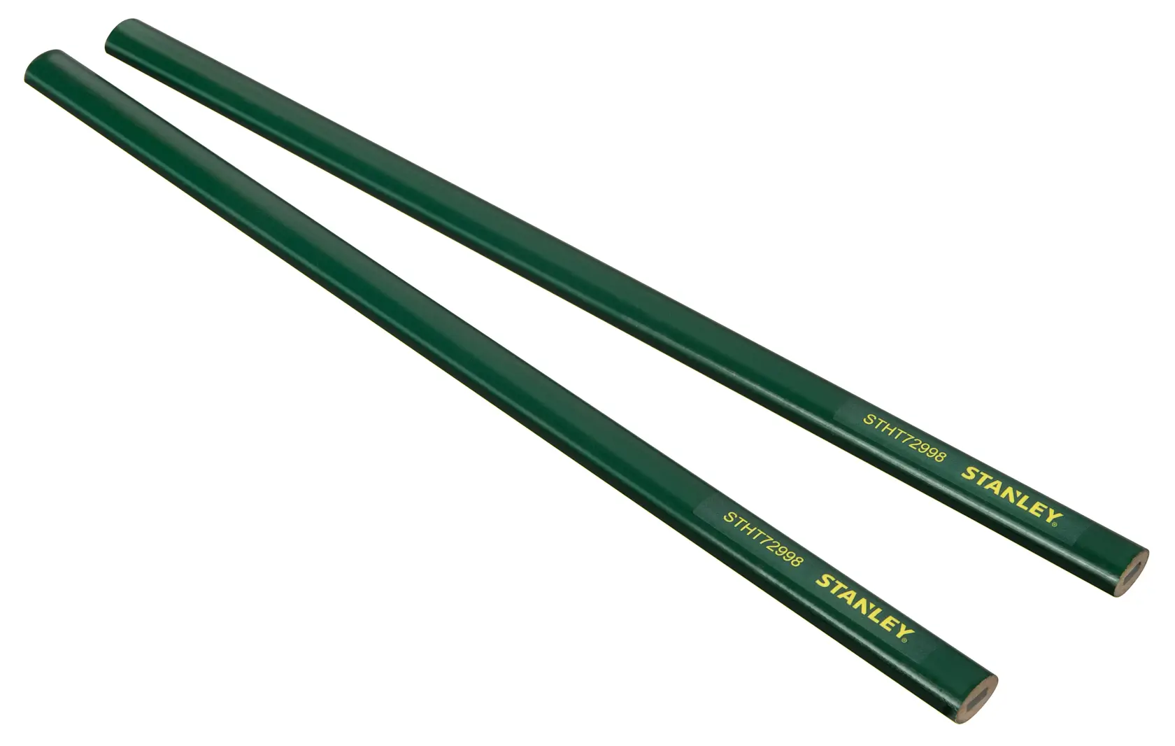 Photo of two green STANLEY STHT1-72998 carpenter pencils, angled on white background with logos visible.
