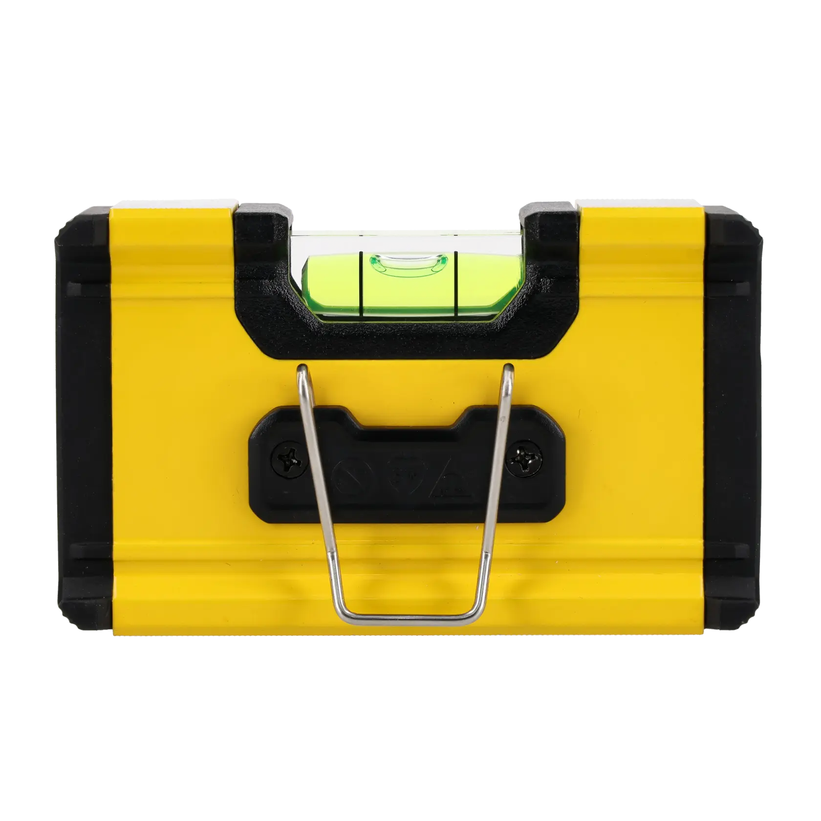 STANLEY STHT41704-0 yellow and black spirit level, front angle on white background.