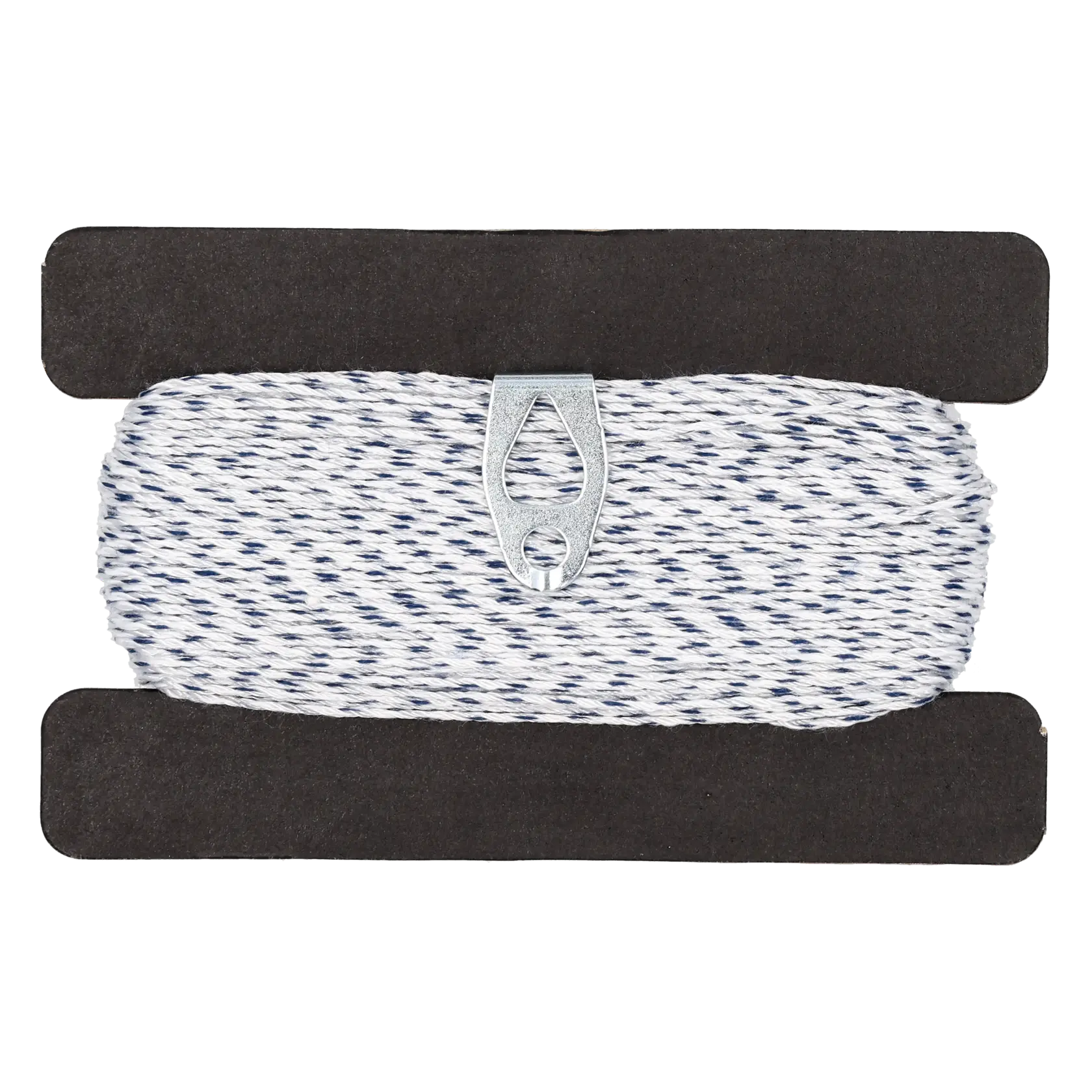 STANLEY STHT47313-0 blue and white twisted mason line on black spool, front angle, photography product.