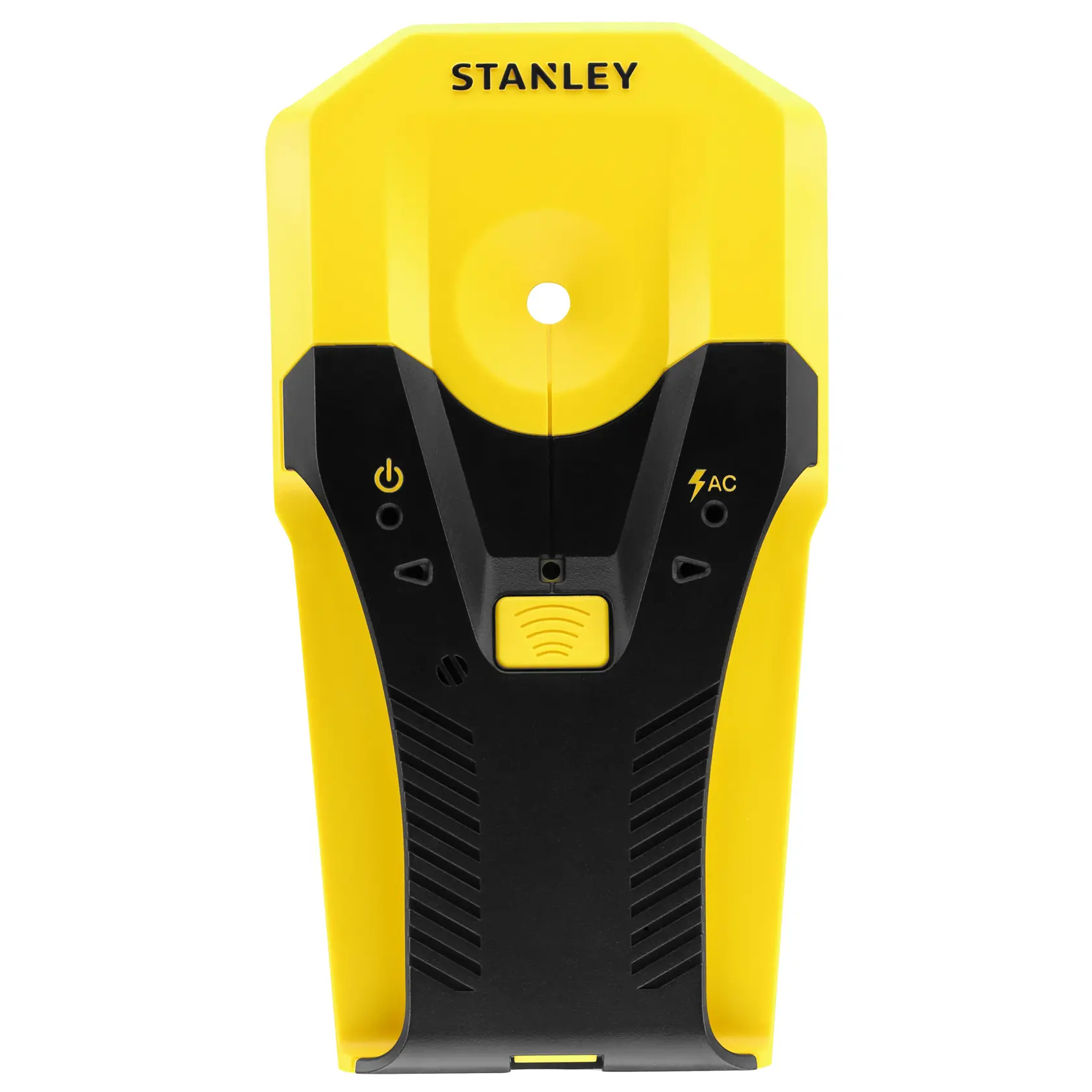 STANLEY STHT77588-0 wall scanner front angle, yellow and black with control buttons.