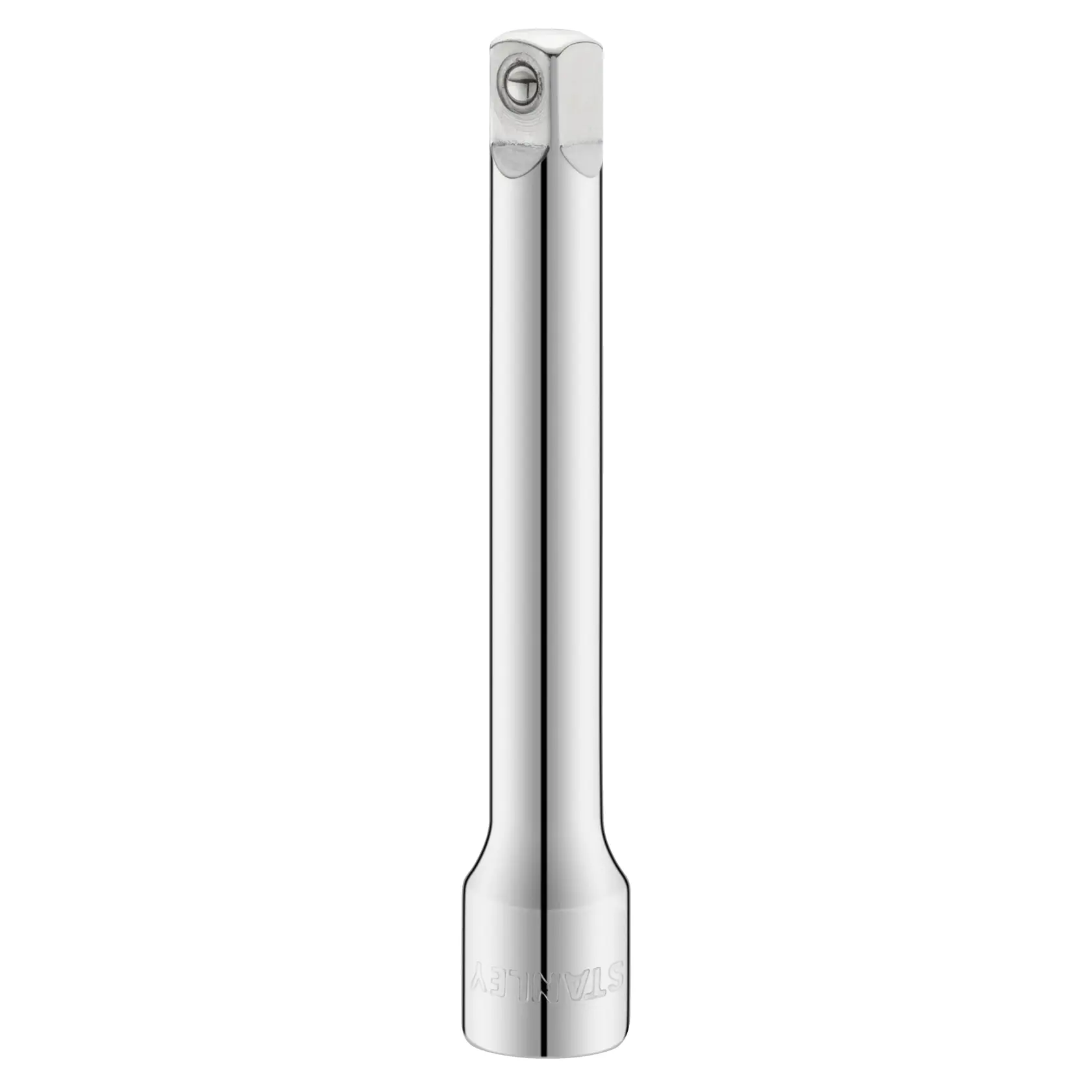 Photo of STANLEY STMT86006-0 chrome extension bar, tool accessory, front angle on white background.