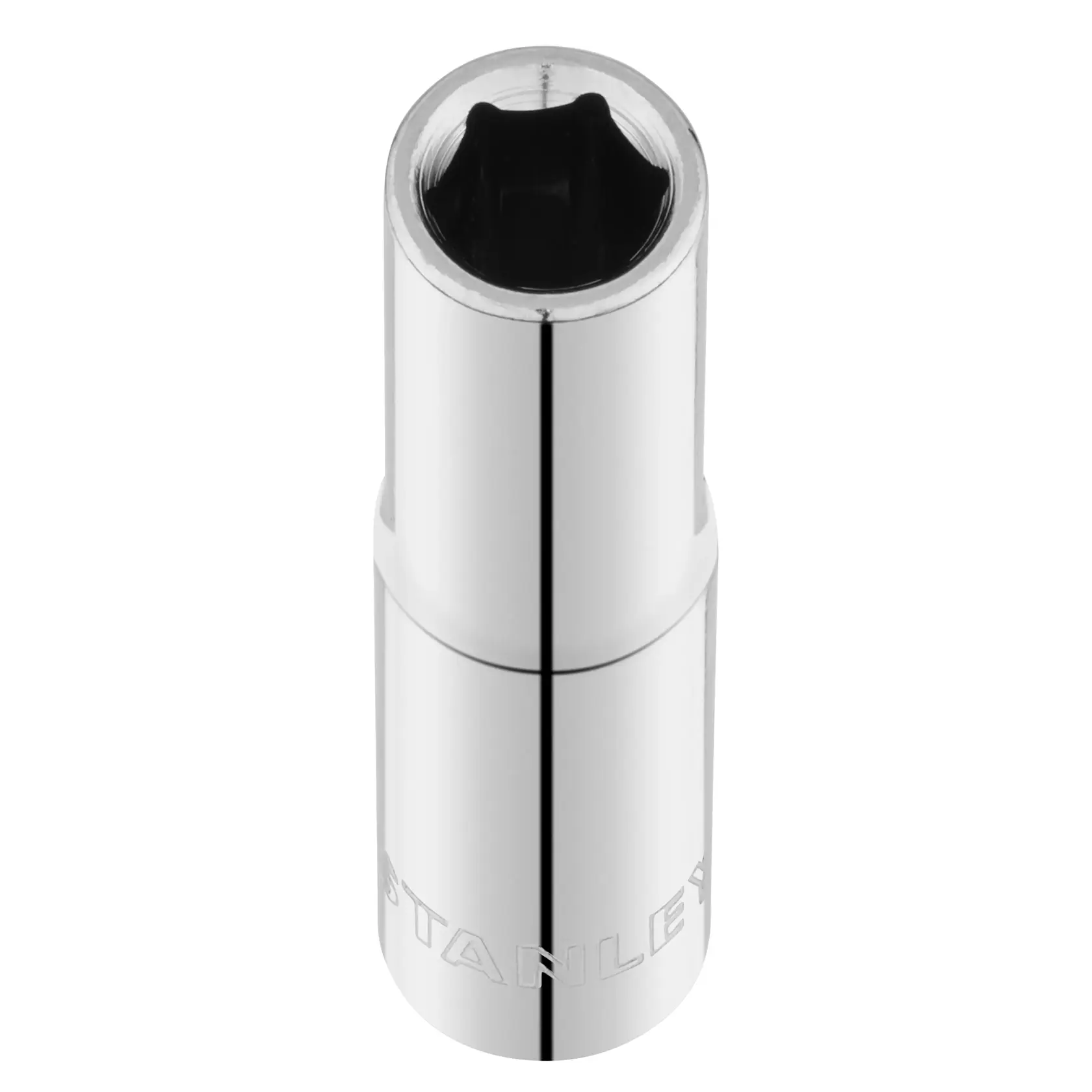 STANLEY STMT86095-0 chrome socket, tool category, front angle on white background.