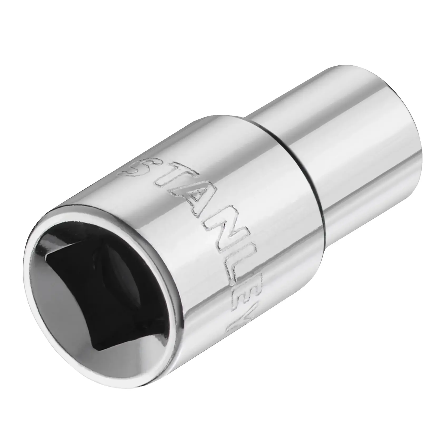 STANLEY STMT86103-0 chrome socket, close-up angled front view on white background.