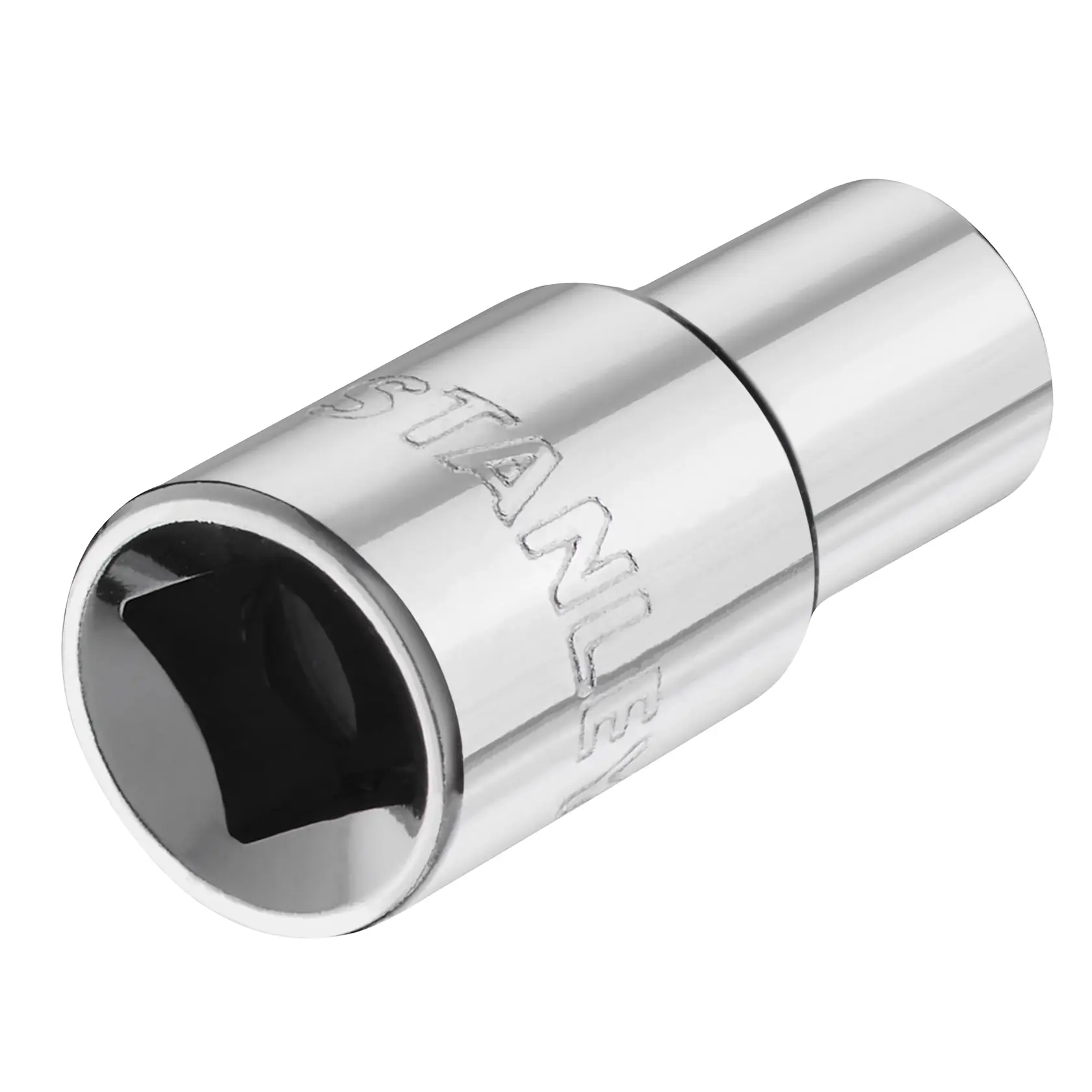 STANLEY STMT86111-0 chrome socket, close-up photo on white background.
