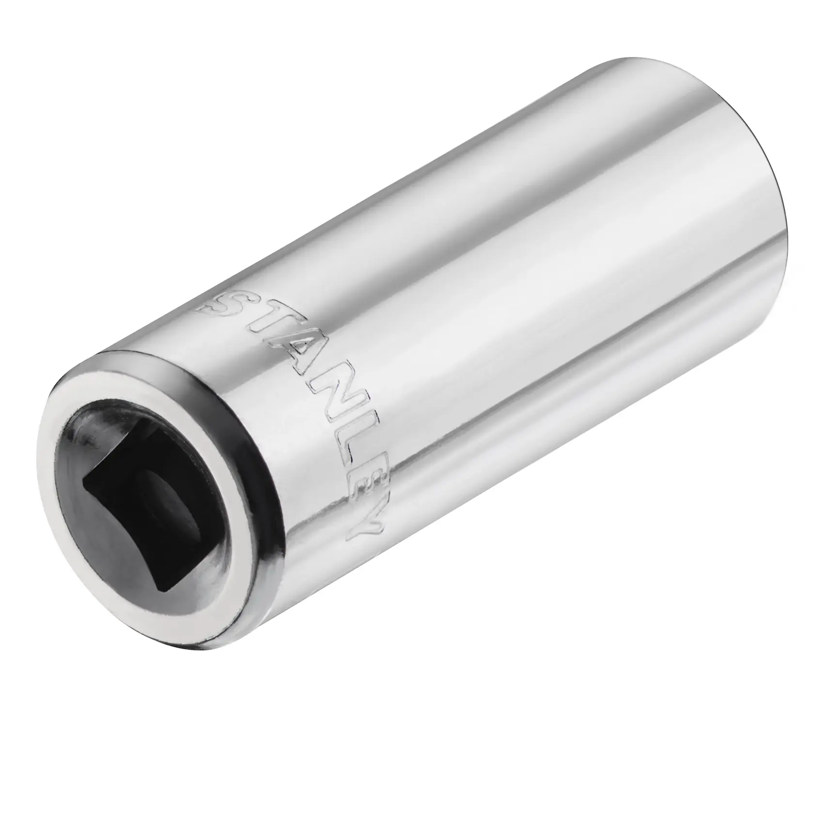 STANLEY STMT86116-0 chrome socket tool, cylindrical, side angle, embossed brand