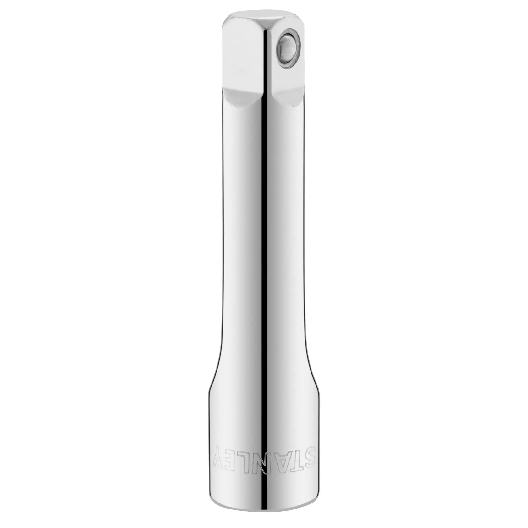 STANLEY STMT86206-0 chrome socket extension, front view, tool accessory for socket wrenches.
