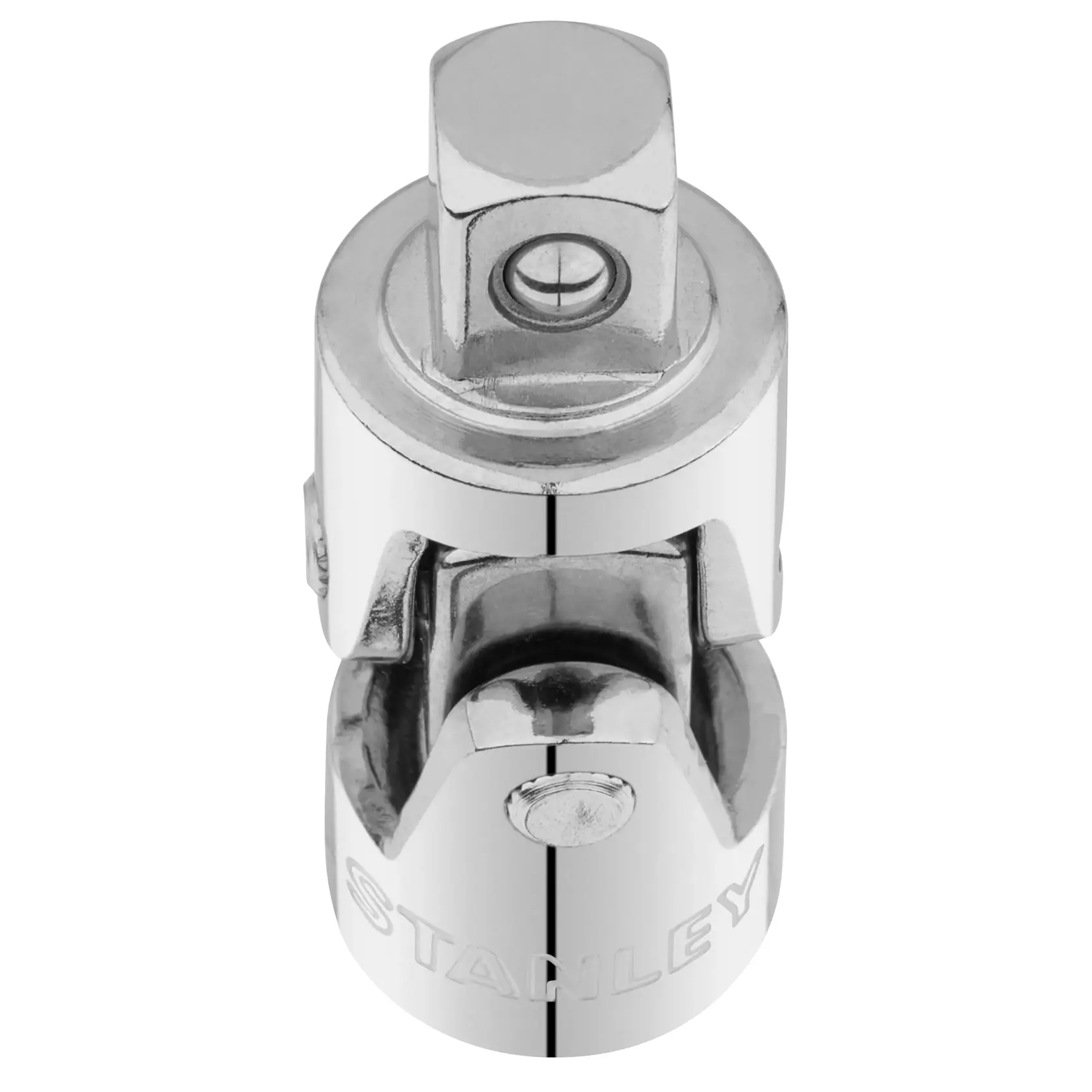 STANLEY STMT86211-0 chrome universal joint socket front view on white background.