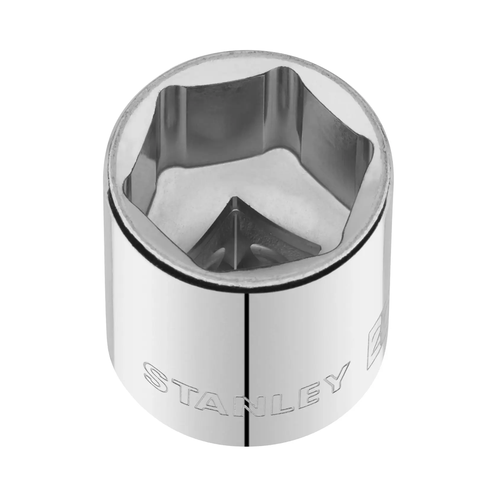 STANLEY STMT86315-0 chrome socket, photography of front angle on white background.