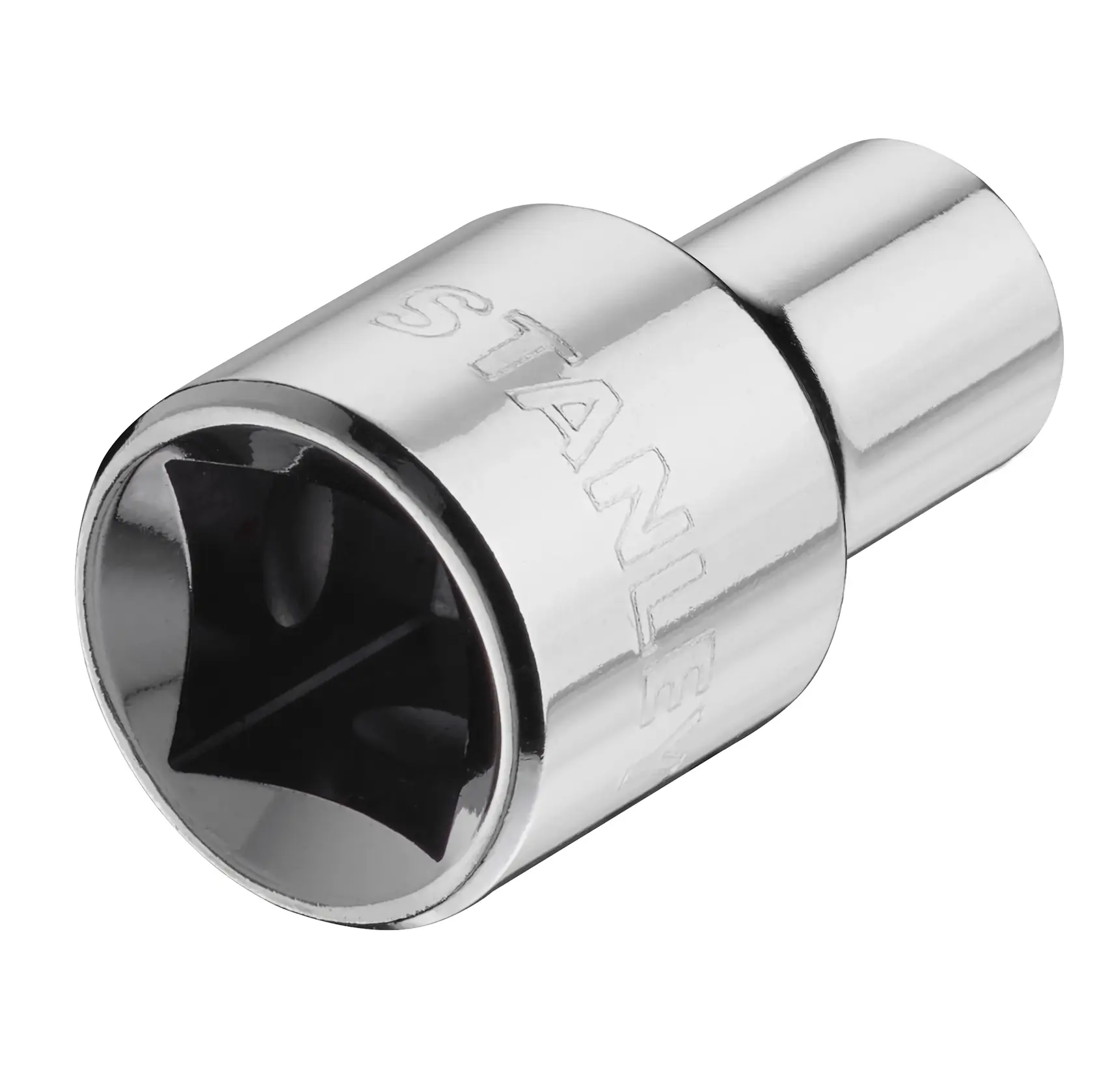 STANLEY STMT86509-0 chrome socket tool, product photography, angled view on white background.