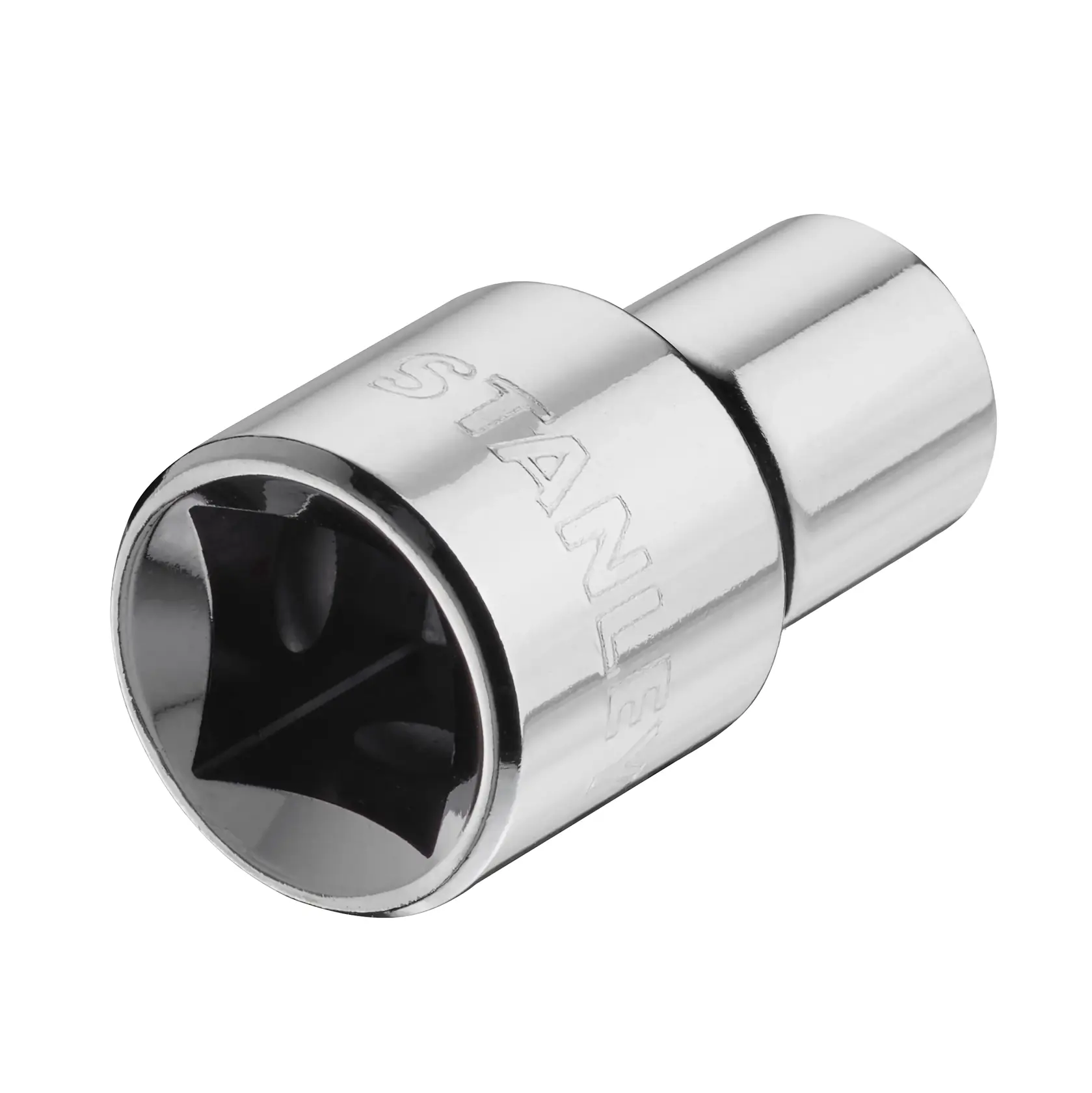 STANLEY STMT86510-0 chrome socket, polished finish, shown at an angle on white background.