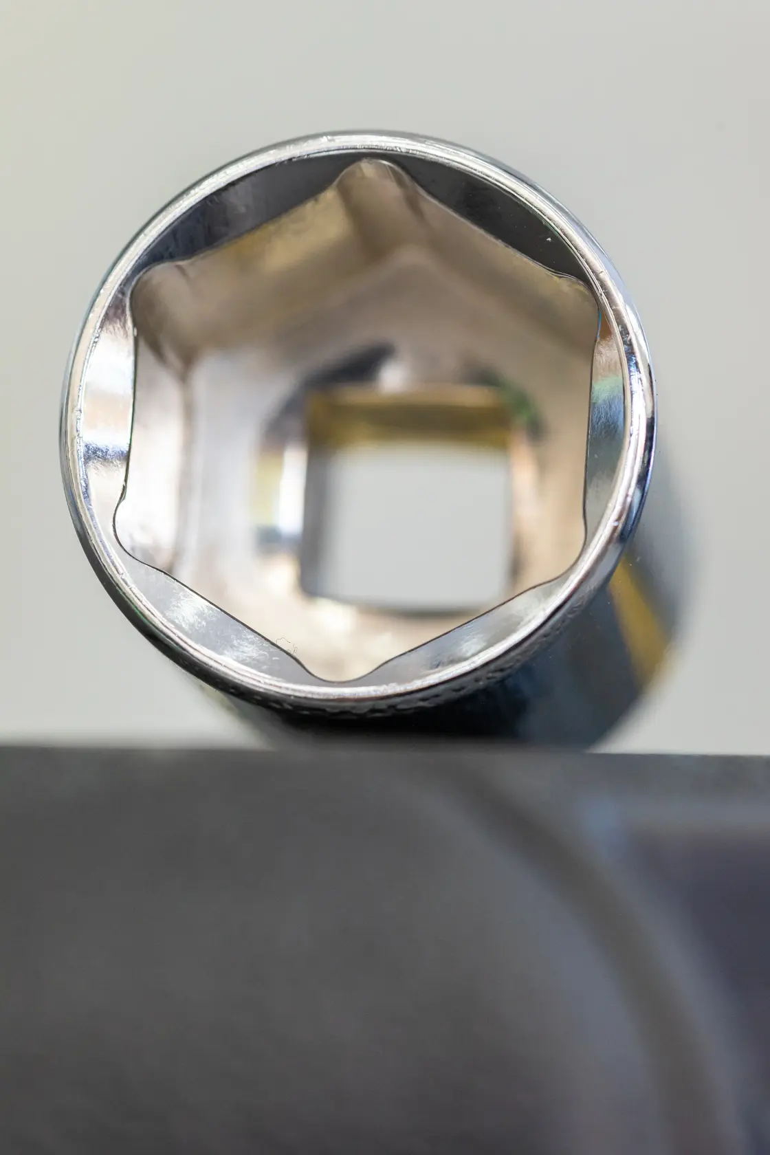 STANLEY STMT86517-0 socket viewed from top, chrome finish, photography product category, white background.