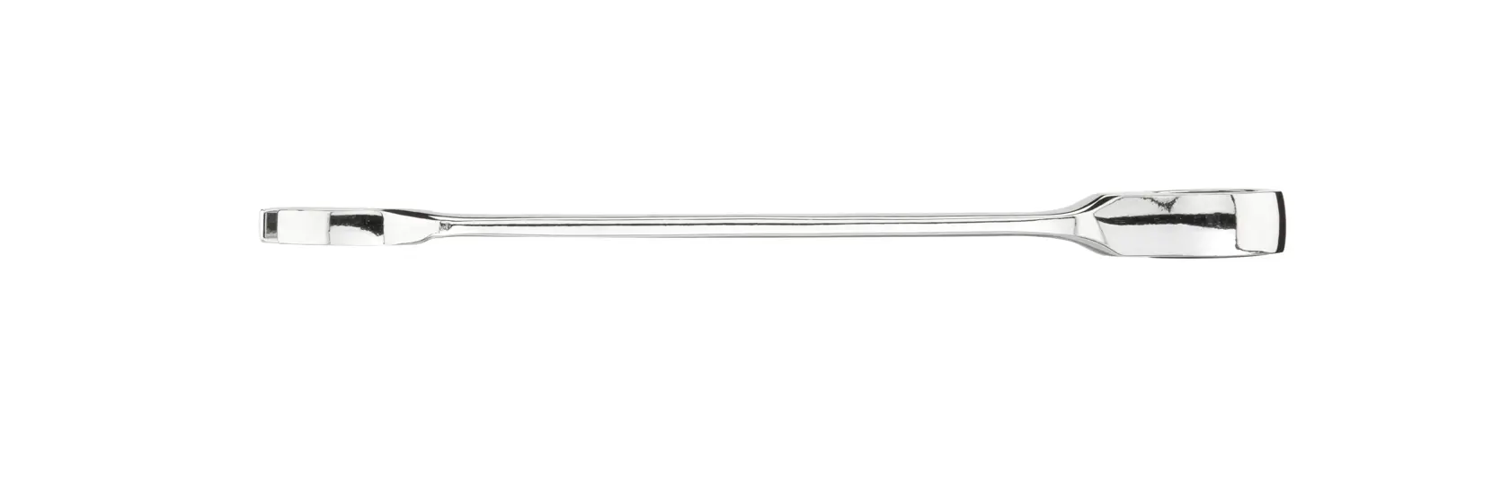 STANLEY STMT89908-0 chrome pry bar, hand tool, top view, photography on white background.