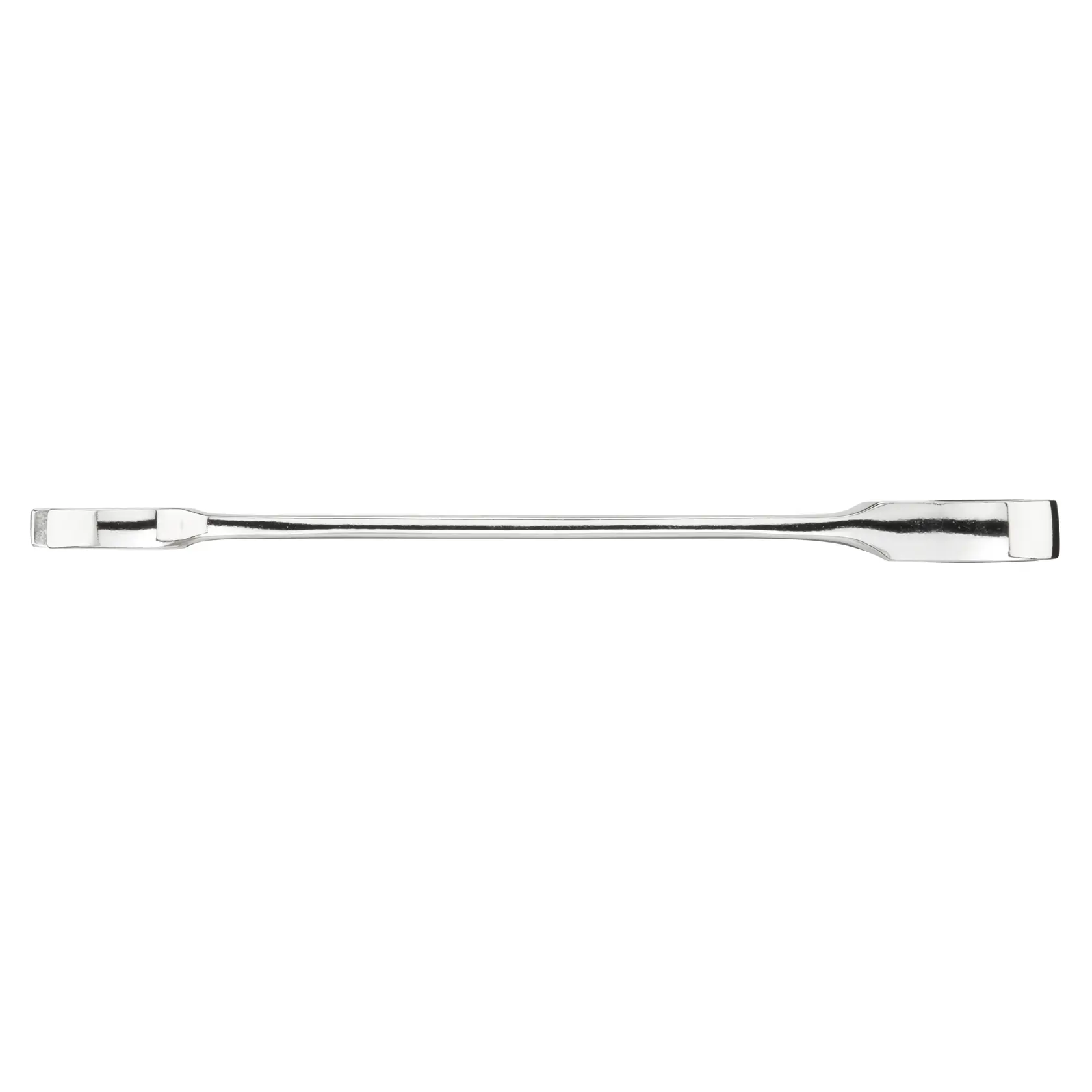 STANLEY STMT89909-0 chrome pry bar, top view on white background, straight shaft with flat angled ends.