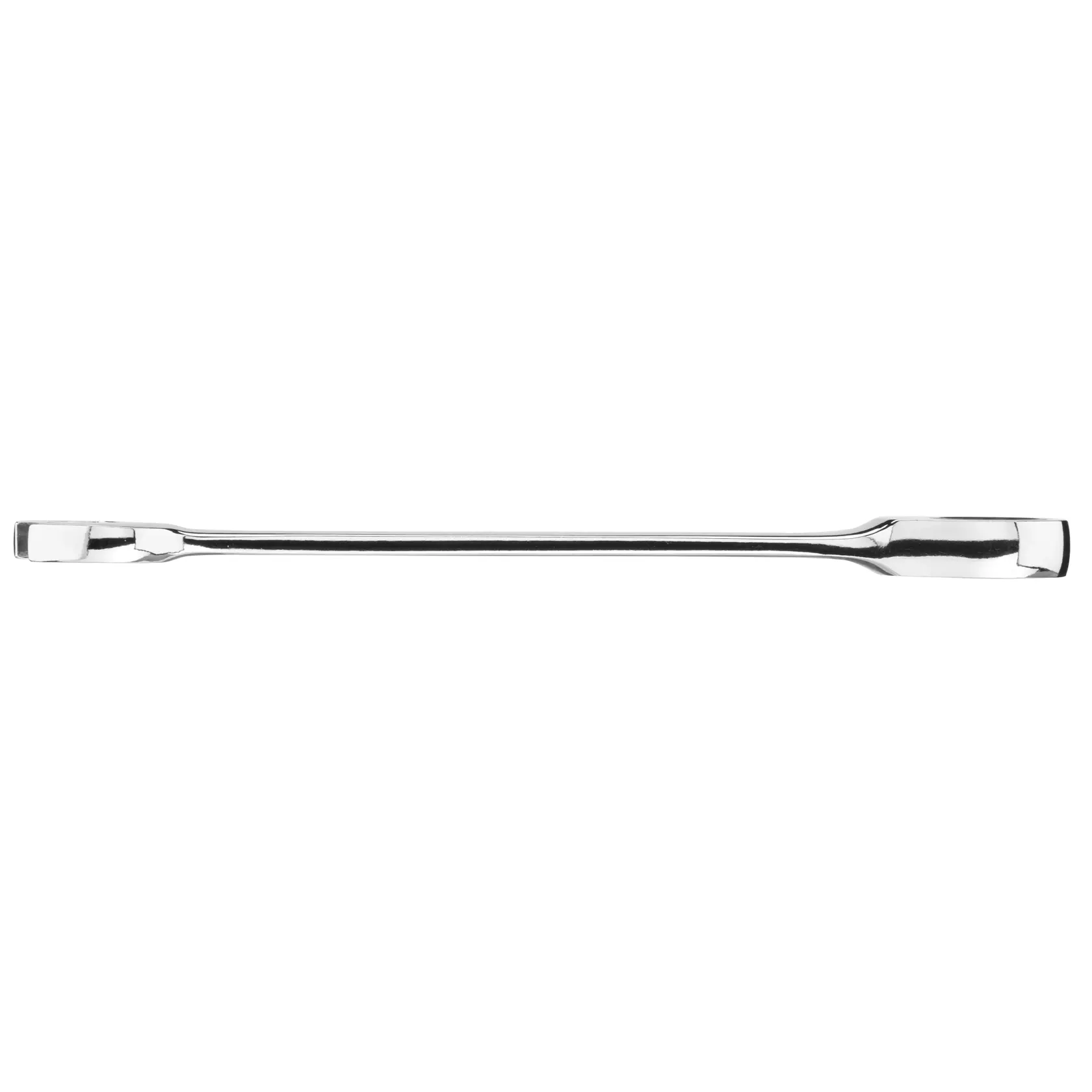 STANLEY STMT89913-0 chrome finish pry bar, hand tool, side angle on white background.