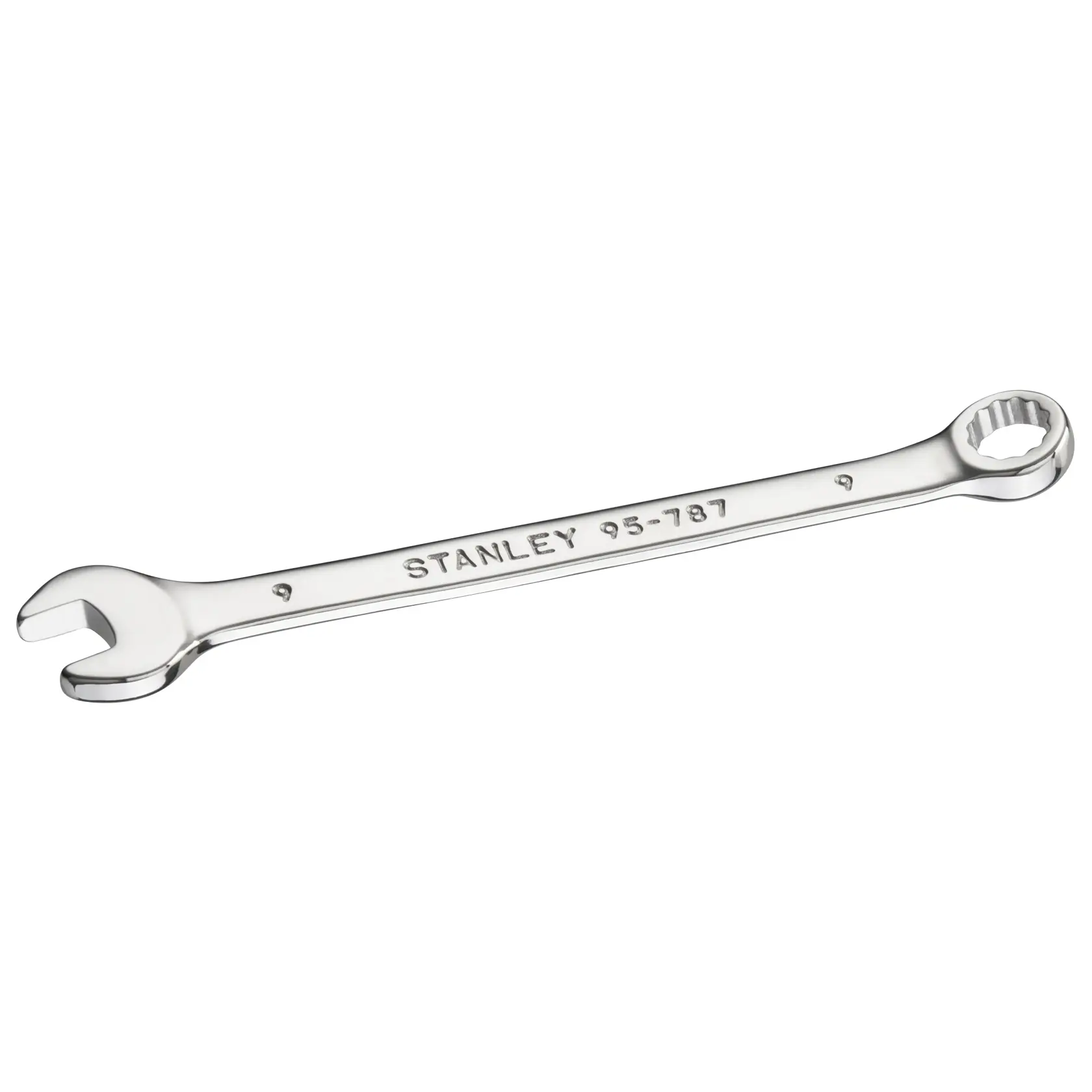 STANLEY STMT95787-0 combination wrench, chrome finish, flat lay on white background.