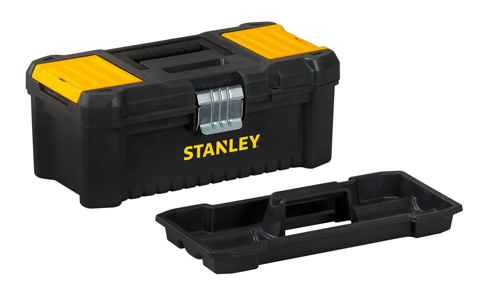 STANLEY photography toolbox STST1-75515, STST1-75515-KR with removable tray. Black and yellow design.
