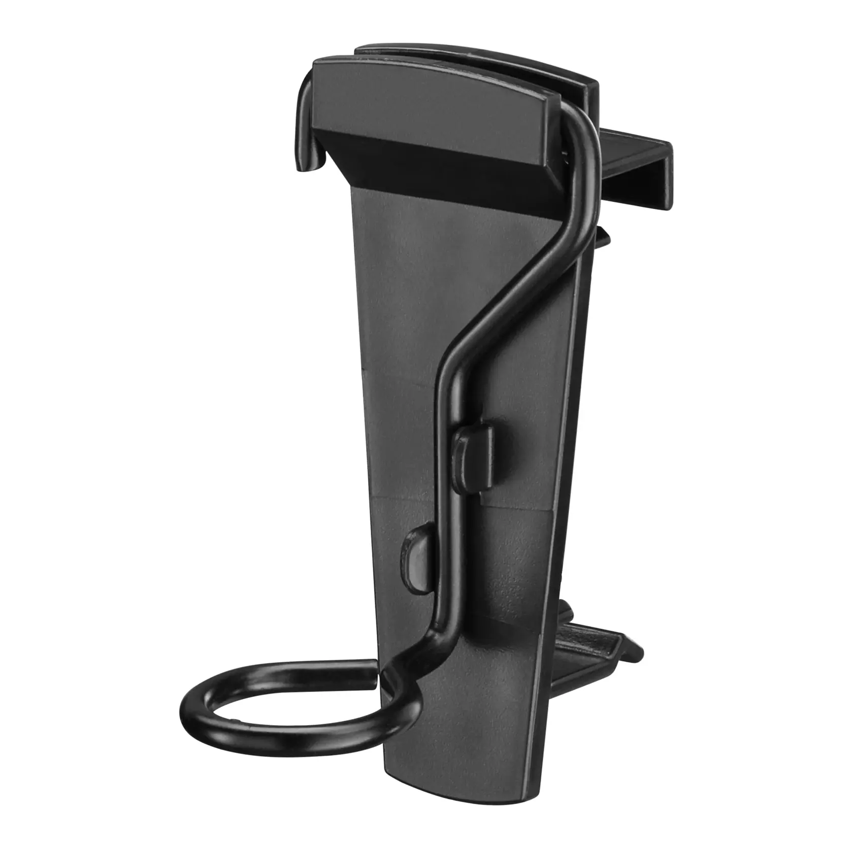 Photo of STANLEY STST82617-1 black tool holster with metal loop, front angle on white background.