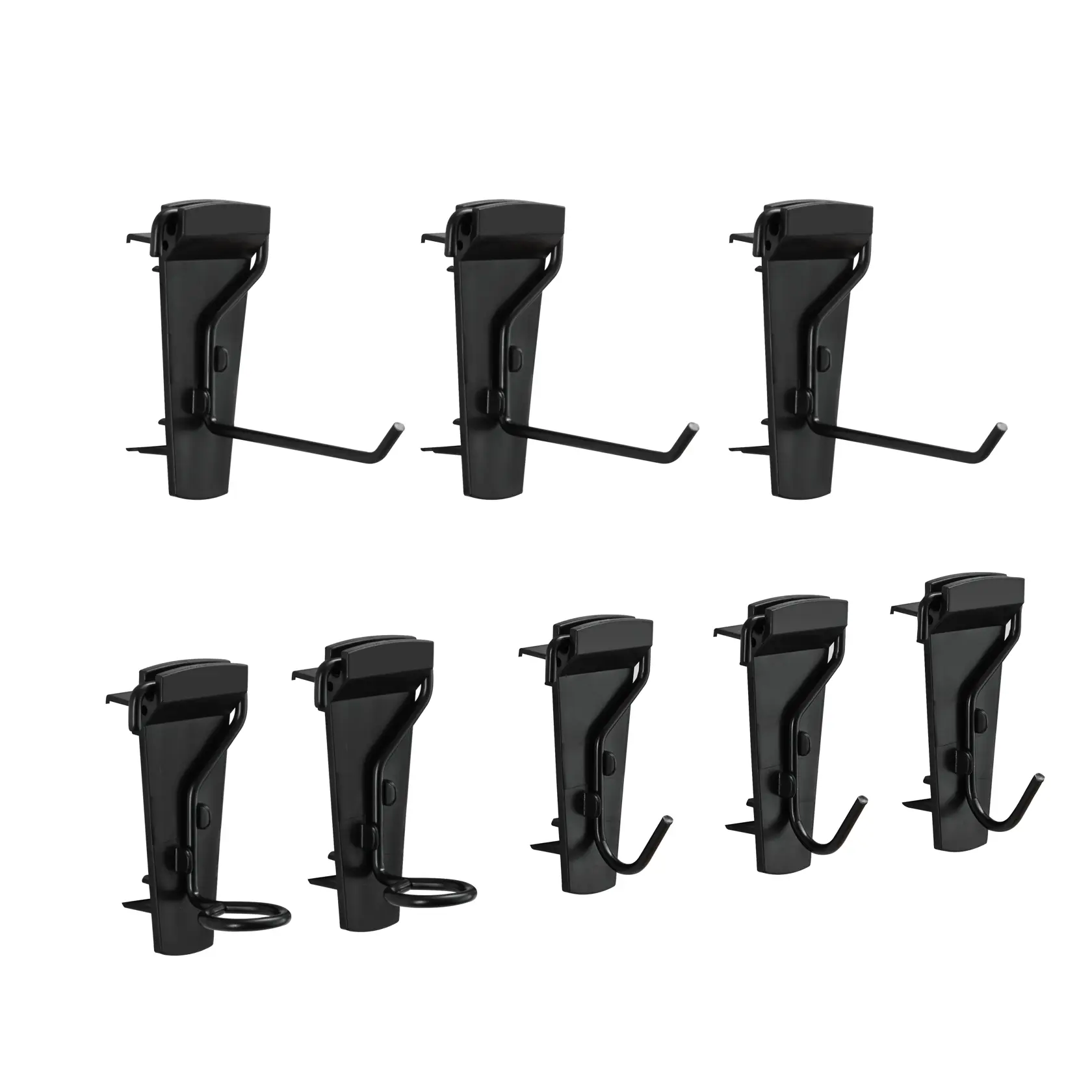 STANLEY STST82617-1 wall-mount hooks set, black metal, side angle, for tool storage organization